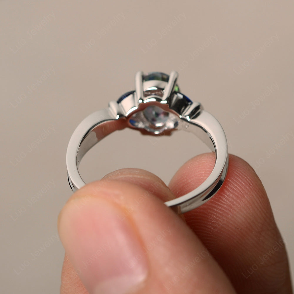 Oval Cut Art Deco Mystic Topaz Ring Yellow Gold - LUO Jewelry