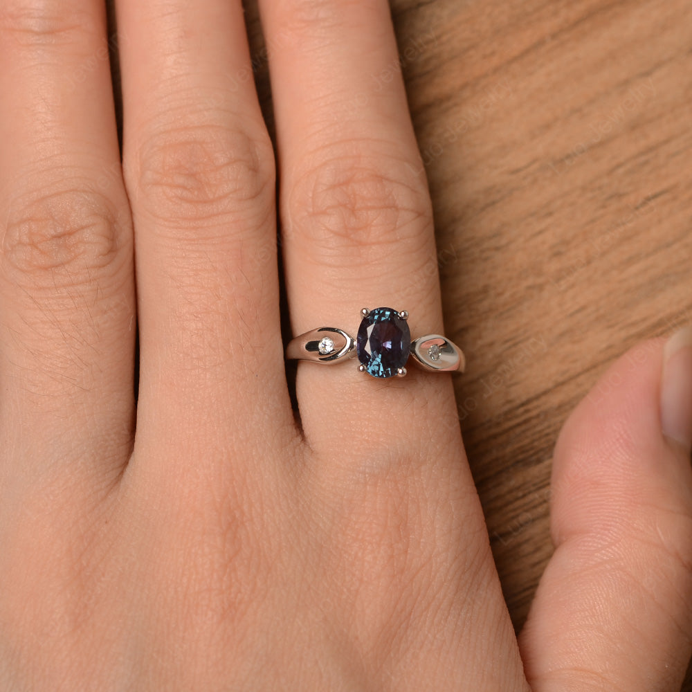 Unique Oval Cut Alexandrite Ring Yellow Gold - LUO Jewelry