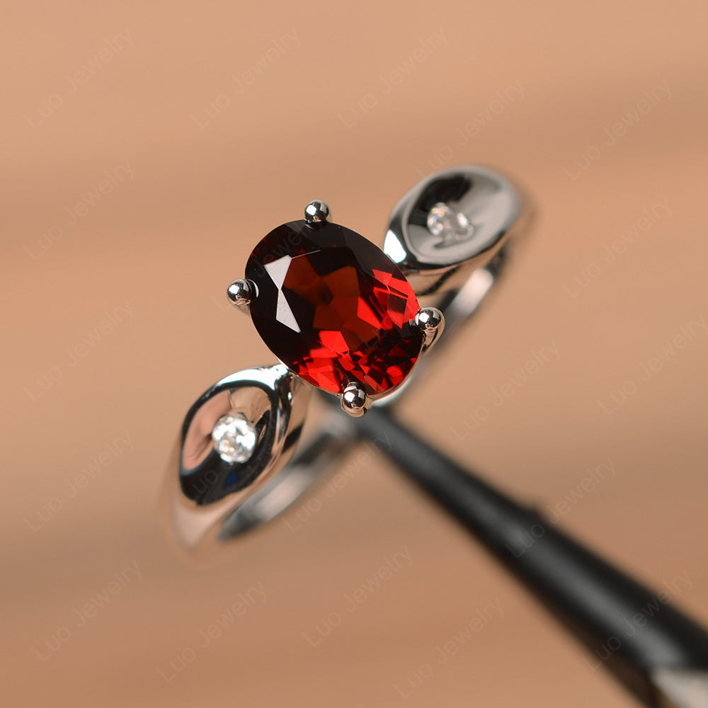 Unique Oval Cut Garnet Ring Yellow Gold - LUO Jewelry