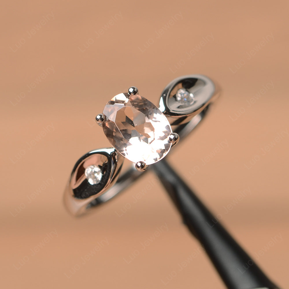 Unique Oval Cut Morganite Ring Yellow Gold - LUO Jewelry