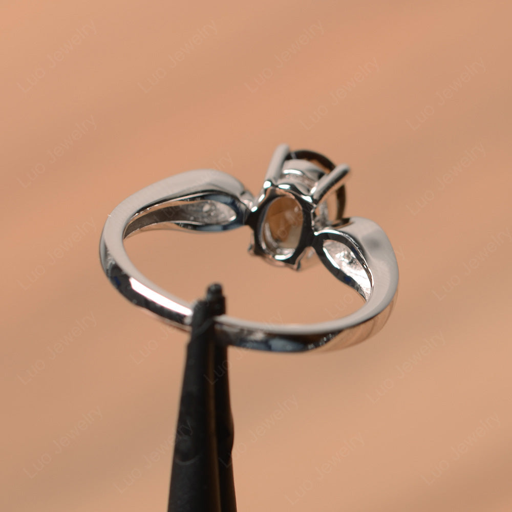 Unique Oval Cut Smoky Quartz Ring Yellow Gold - LUO Jewelry