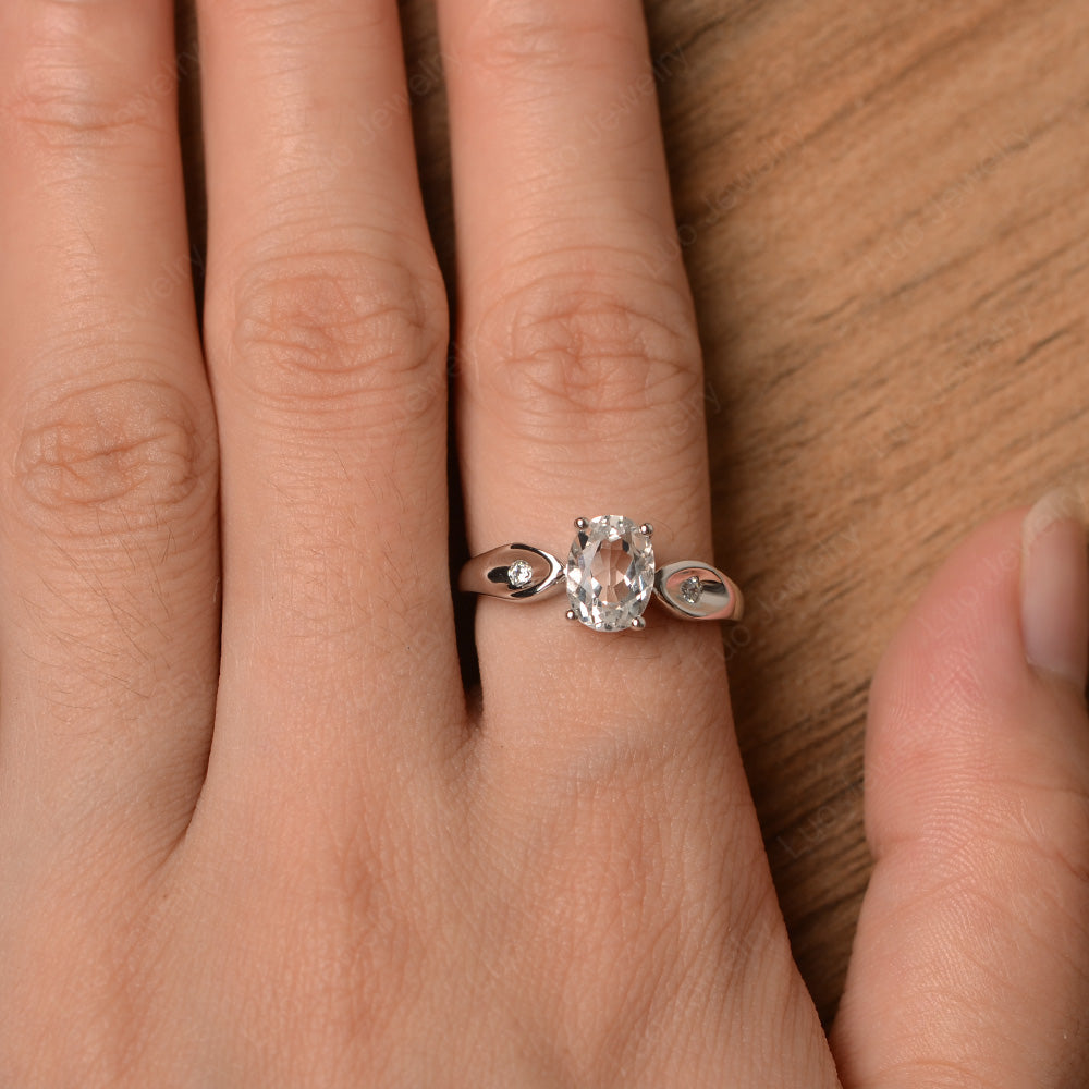 Unique Oval Cut White Topaz Ring Yellow Gold - LUO Jewelry