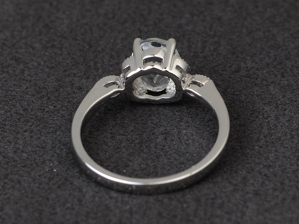 White Topaz Ring Vintage Oval Engagement Rings - LUO Jewelry
