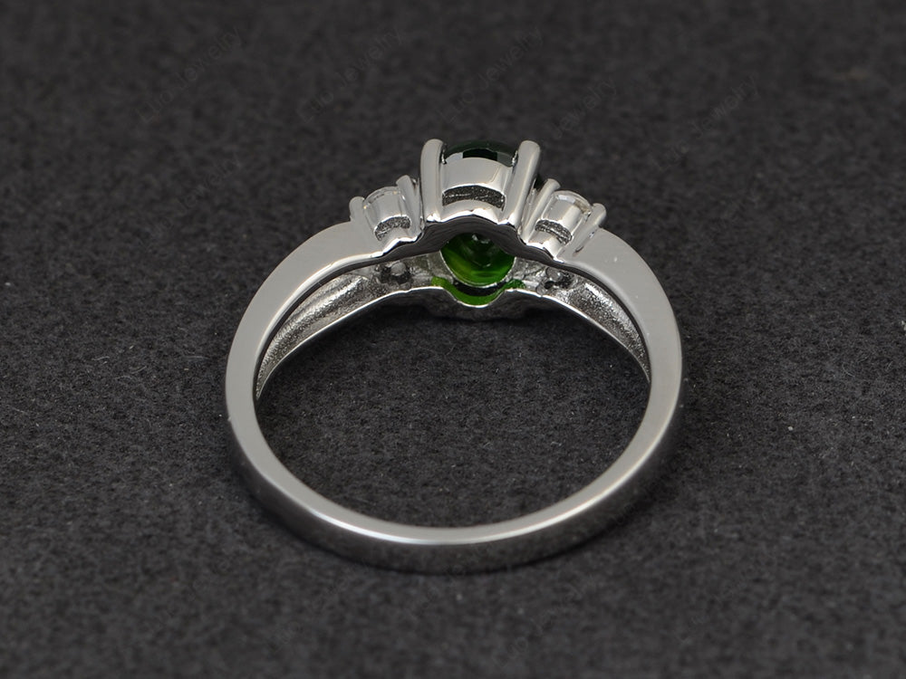 Oval Cut Diopside Ring With Split Shank Gold - LUO Jewelry