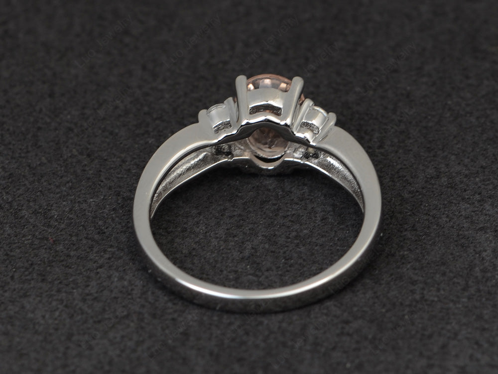 Oval Cut Morganite Ring With Split Shank Gold - LUO Jewelry