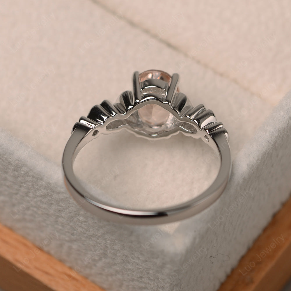 Vintage Morganite Solitaire Ring White Gold - LUO Jewelry