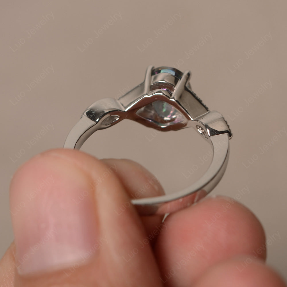 Oval Mystic Topaz Engagement Ring White Gold - LUO Jewelry