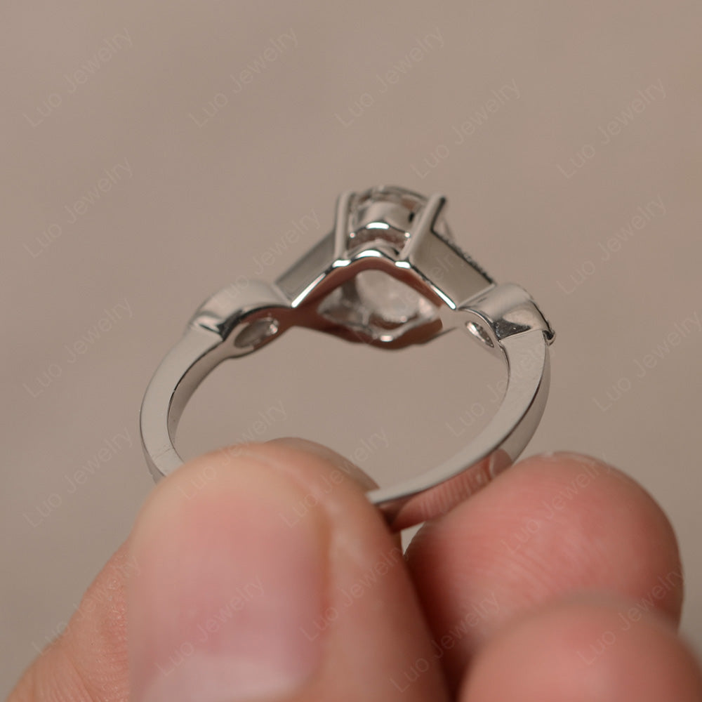 Oval White Topaz Engagement Ring White Gold - LUO Jewelry