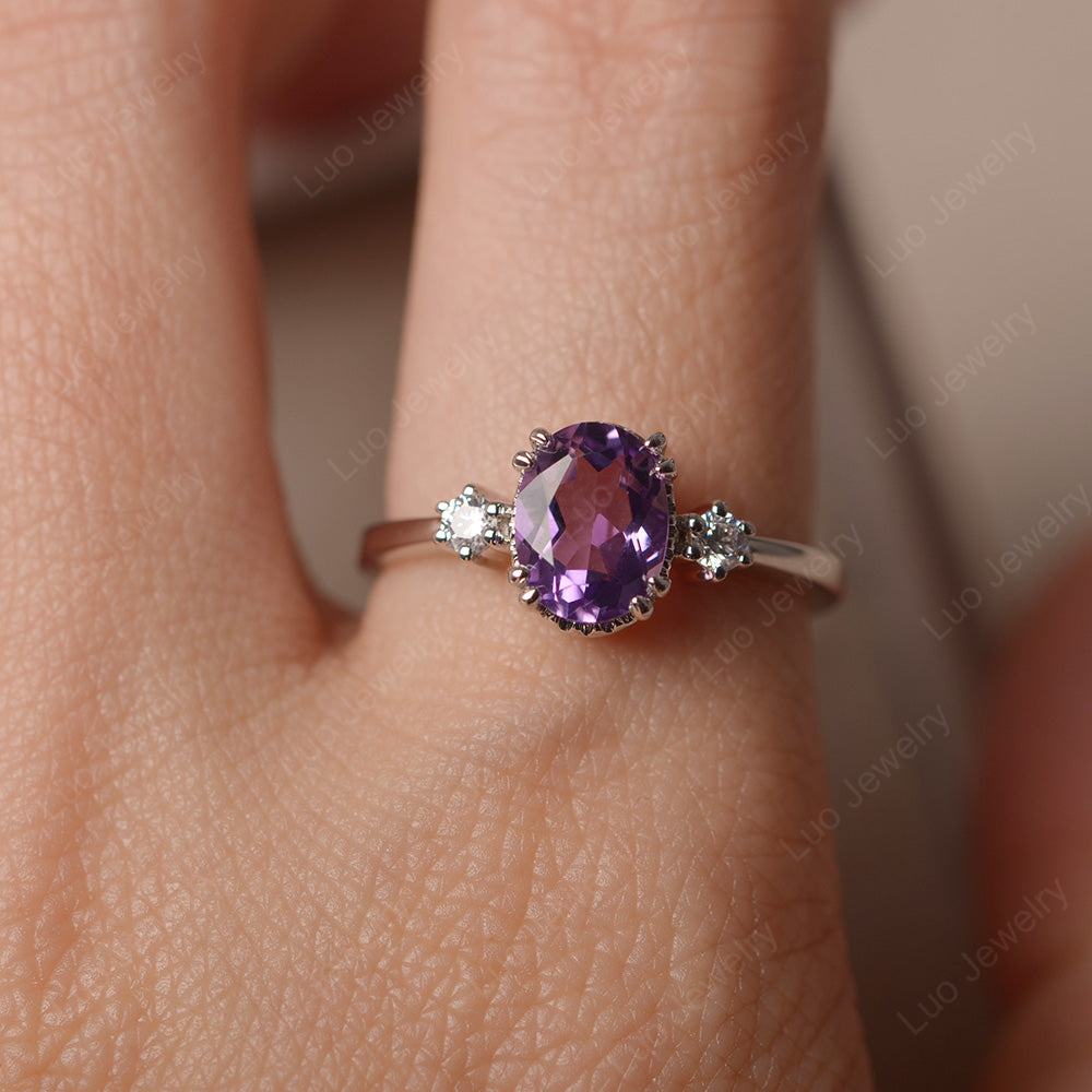 Vintage Oval Amethyst Engagement Ring - LUO Jewelry