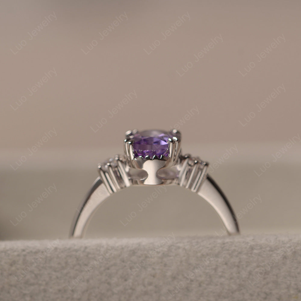 Vintage Oval Amethyst Engagement Ring - LUO Jewelry
