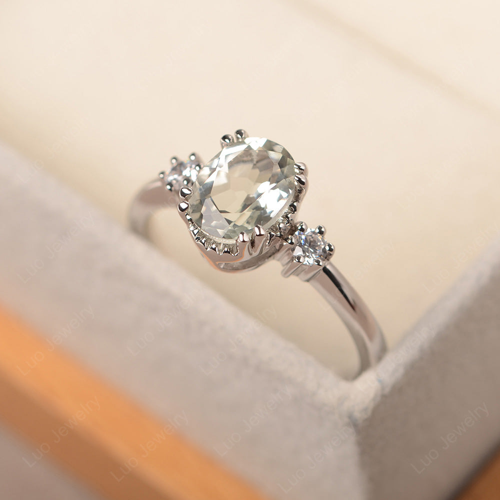 Vintage Oval Green Amethyst Engagement Ring - LUO Jewelry