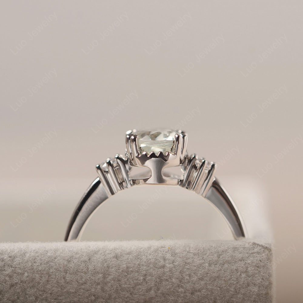 Vintage Oval Green Amethyst Engagement Ring - LUO Jewelry