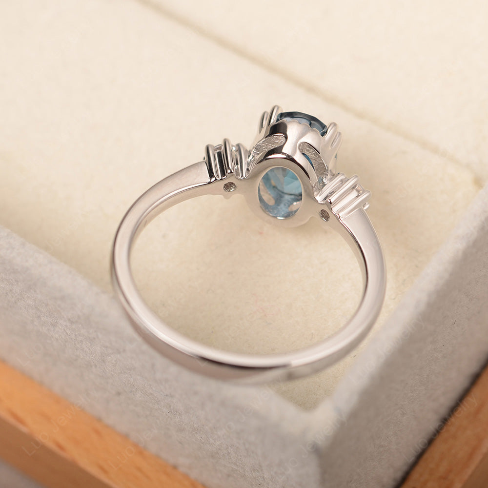 Vintage Oval London Blue Topaz Engagement Ring - LUO Jewelry