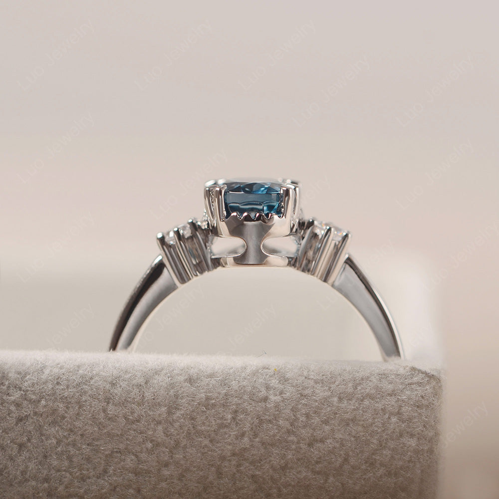 Vintage Oval London Blue Topaz Engagement Ring - LUO Jewelry