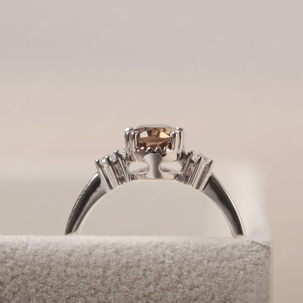 Vintage Oval Smoky Quartz  Engagement Ring - LUO Jewelry