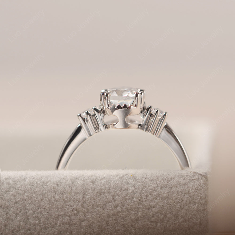 Vintage Oval White Topaz Engagement Ring - LUO Jewelry