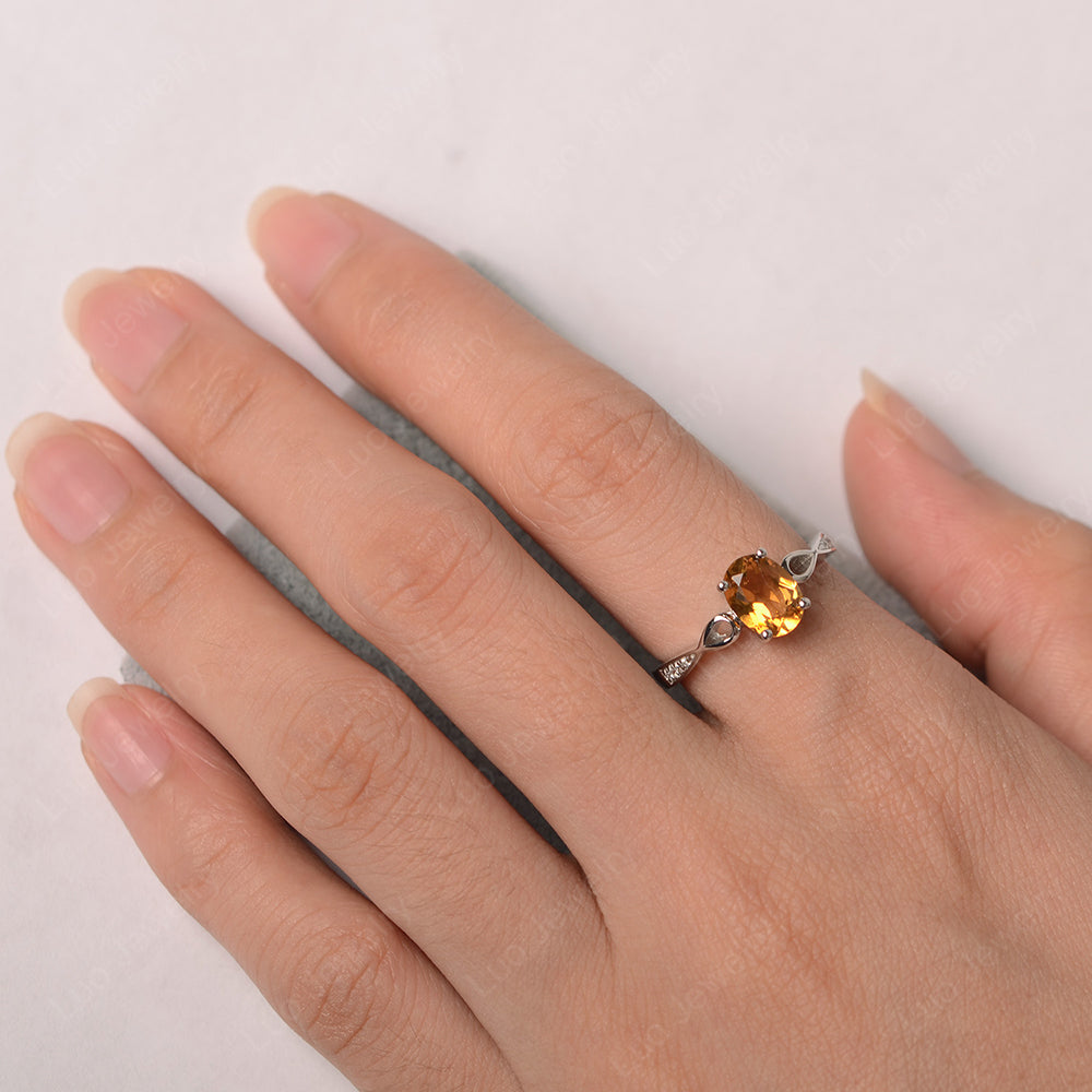Oval Citrine Promise Ring Yellow Gold - LUO Jewelry