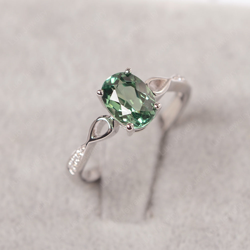 Oval Green Sapphire Promise Ring Yellow Gold - LUO Jewelry