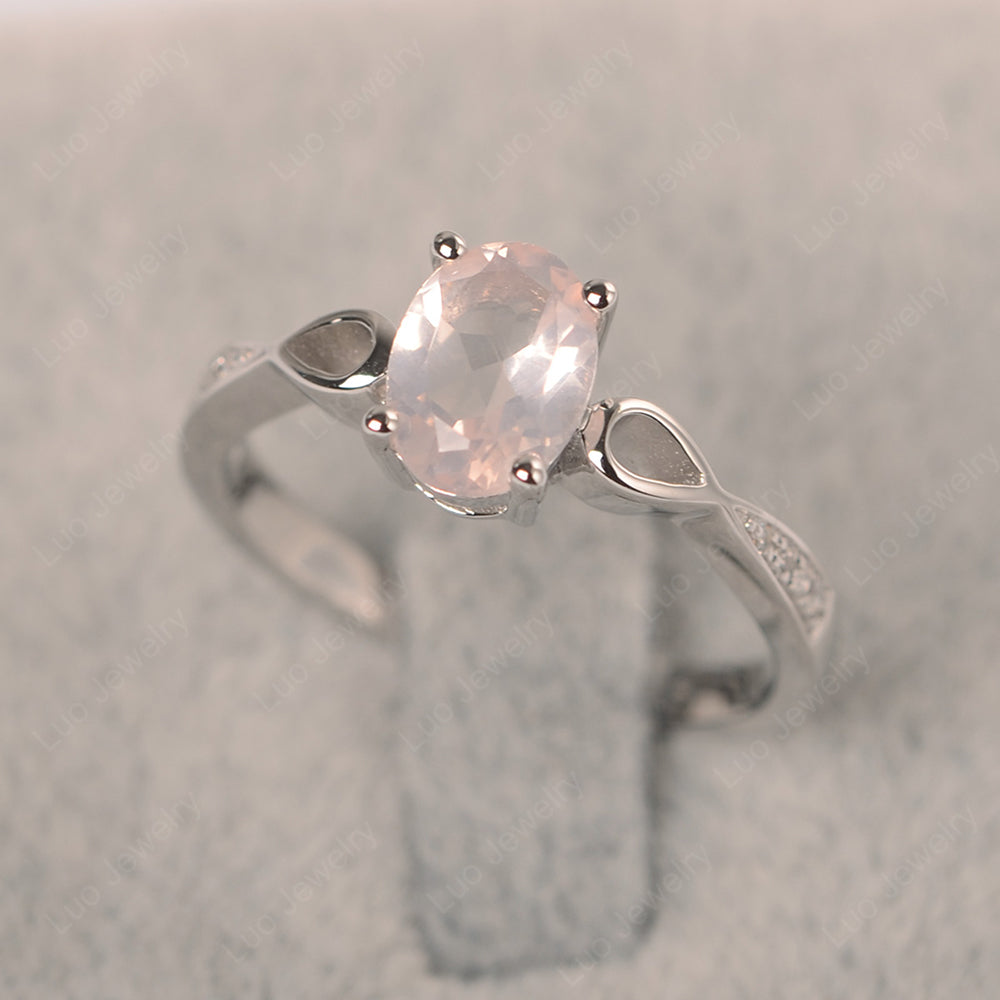 Oval Rose Quartz Promise Ring Yellow Gold - LUO Jewelry