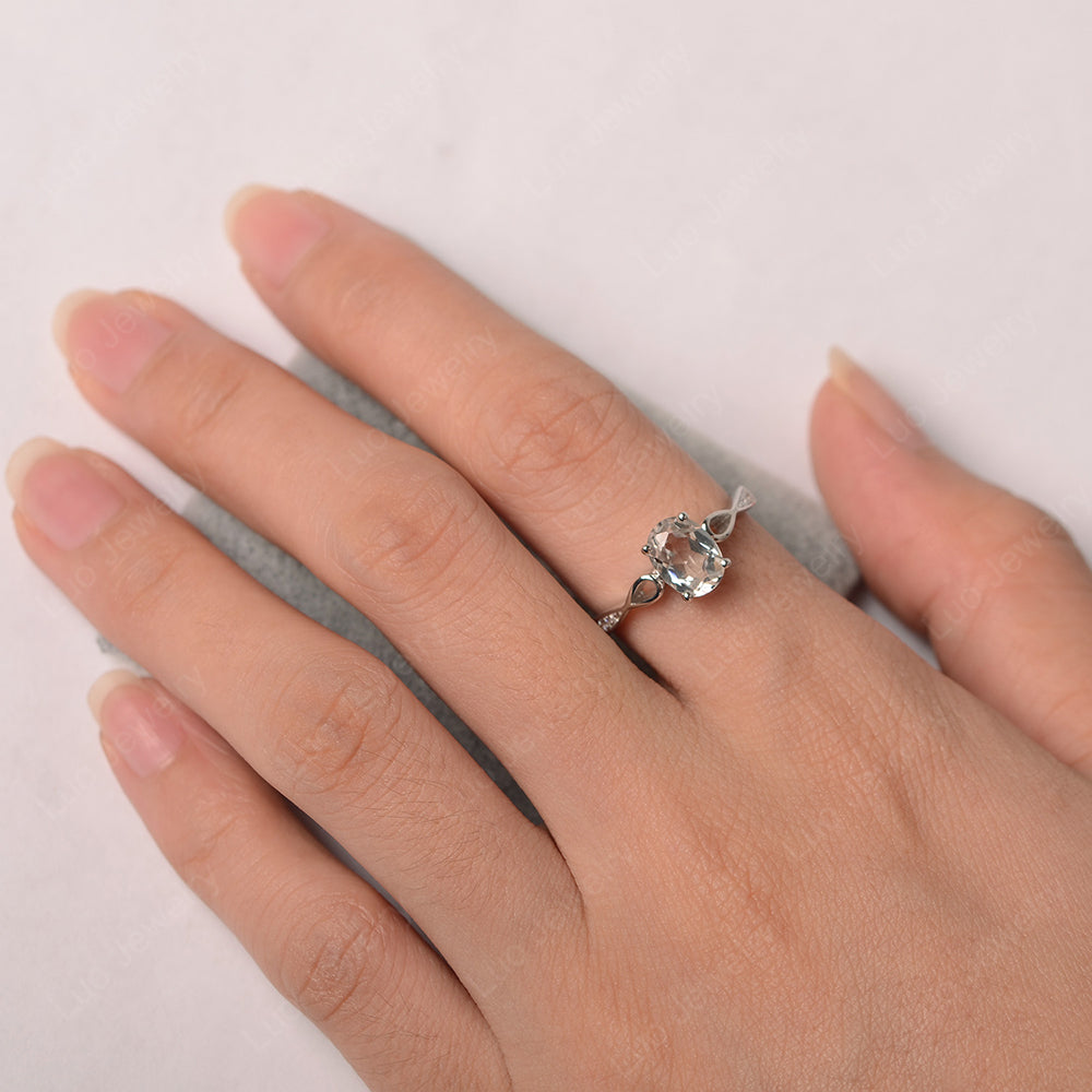 Oval White Topaz Promise Ring Yellow Gold - LUO Jewelry