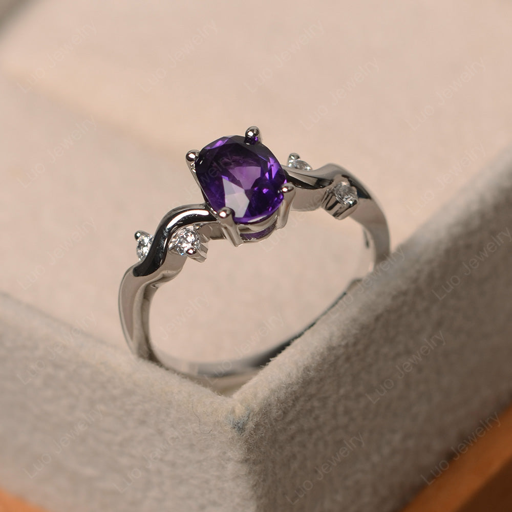 Oval Eccentric Amethyst Ring Yellow Gold - LUO Jewelry