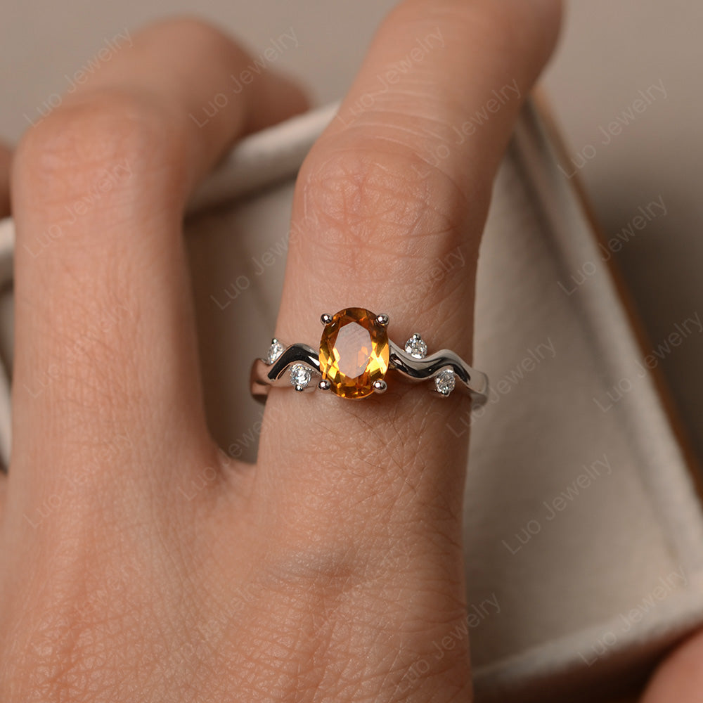 Oval Eccentric Citrine Ring Yellow Gold - LUO Jewelry