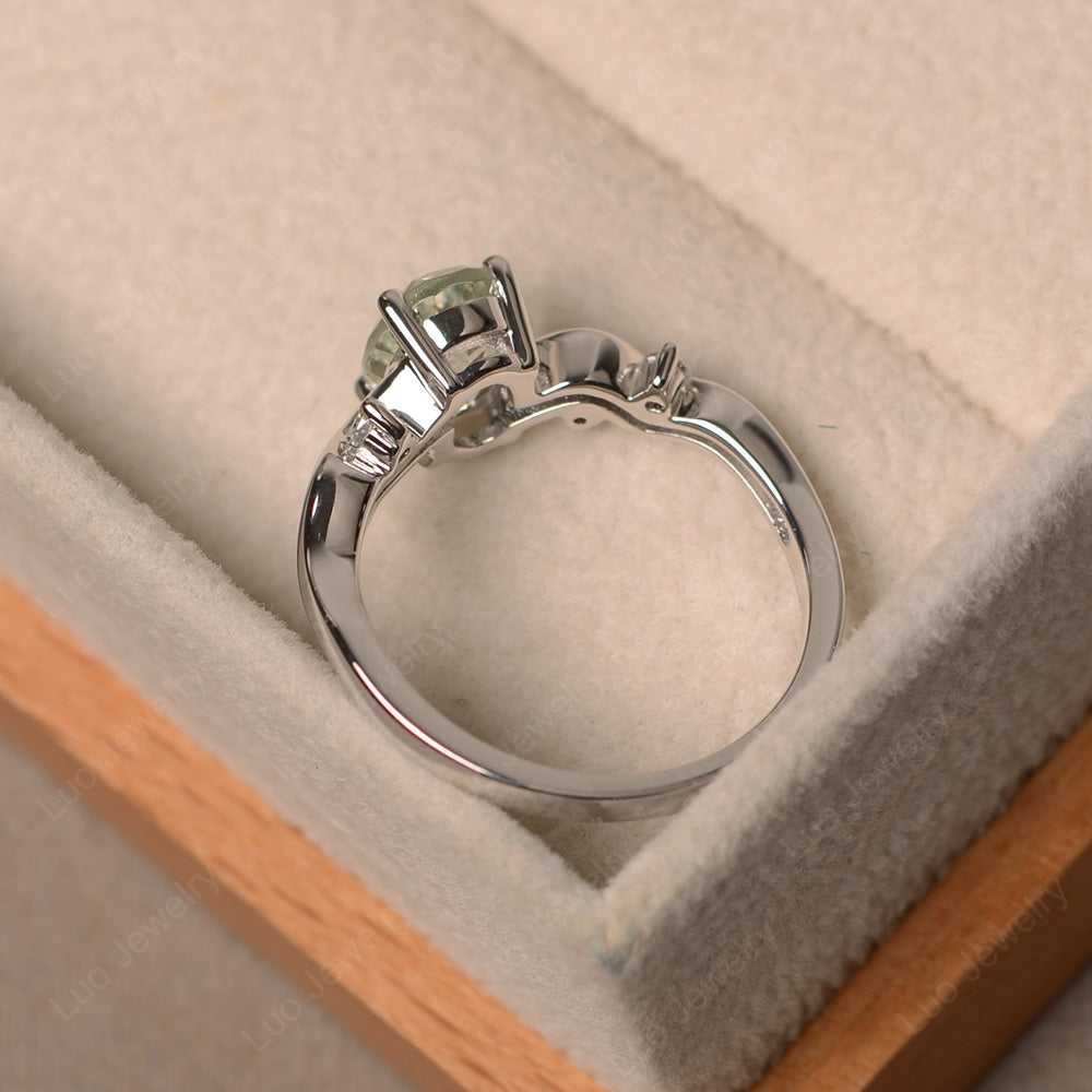 Oval Eccentric Green Amethyst Ring Yellow Gold - LUO Jewelry