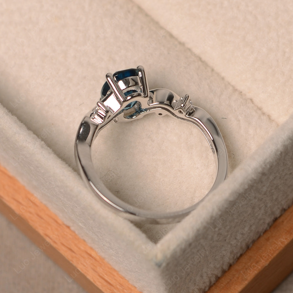 Oval Eccentric London Blue Topaz Ring Yellow Gold - LUO Jewelry