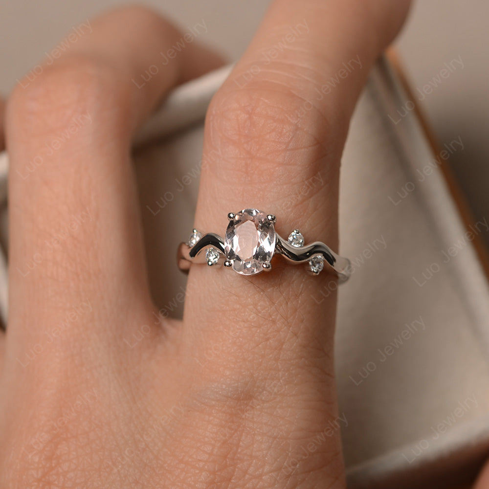 Oval Eccentric Morganite Ring Yellow Gold - LUO Jewelry