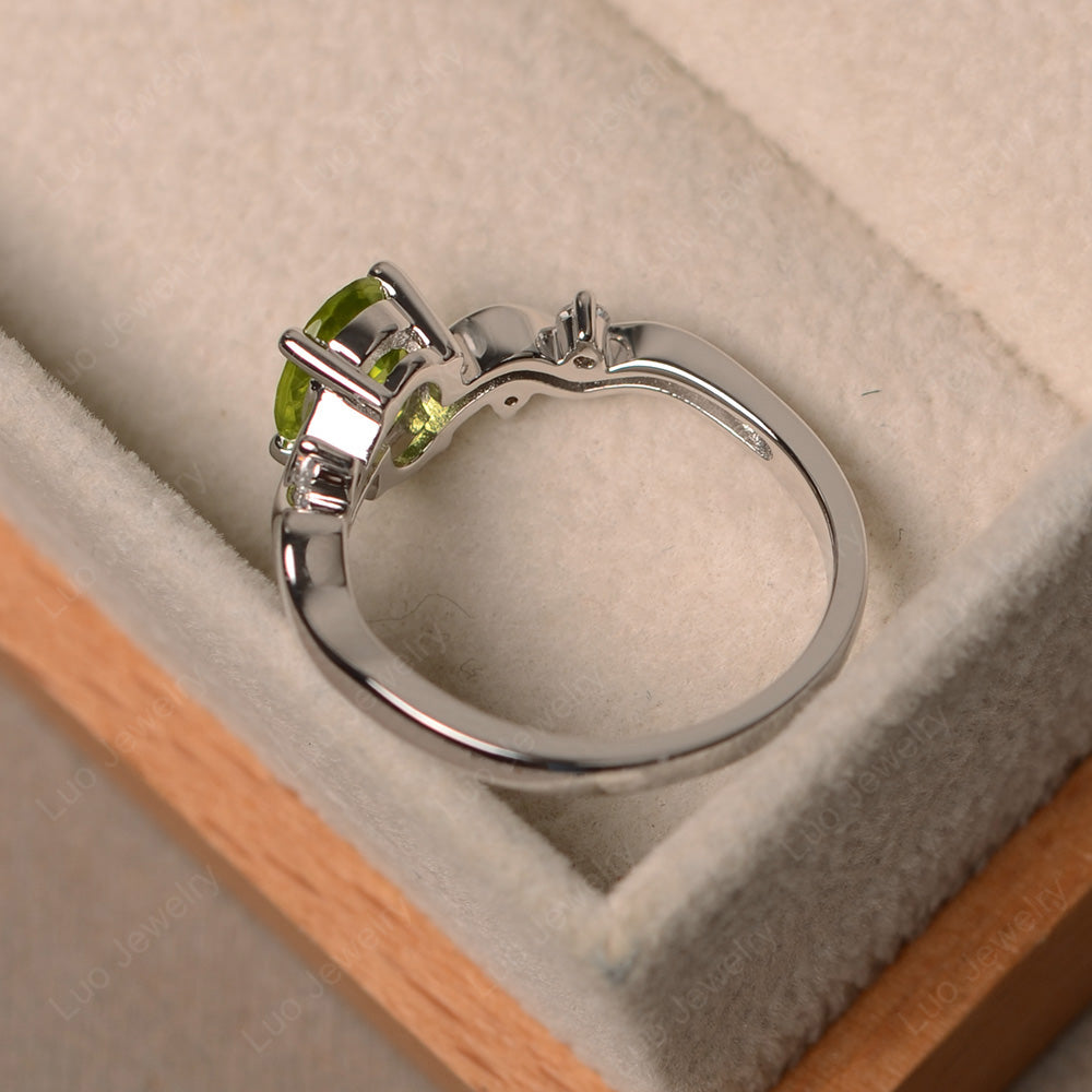 Oval Eccentric Peridot Ring Yellow Gold - LUO Jewelry