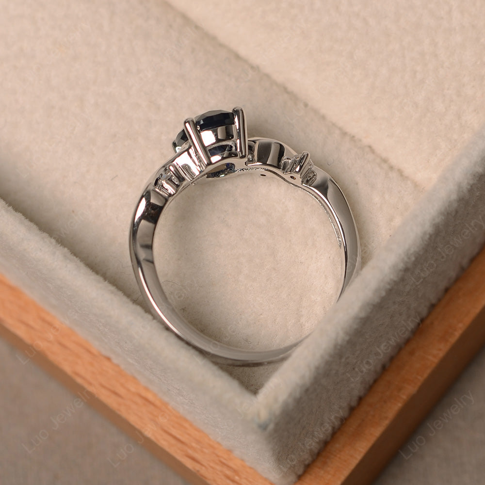 Oval Eccentric Lab Sapphire Ring Yellow Gold - LUO Jewelry