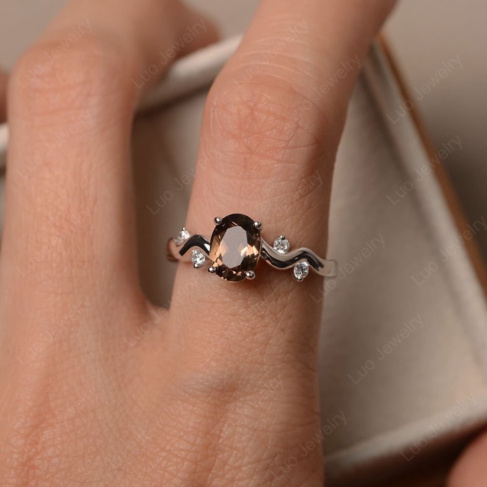 Oval Eccentric Smoky Quartz Ring Yellow Gold - LUO Jewelry