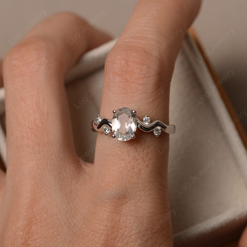 Oval Eccentric White Topaz Ring Yellow Gold - LUO Jewelry