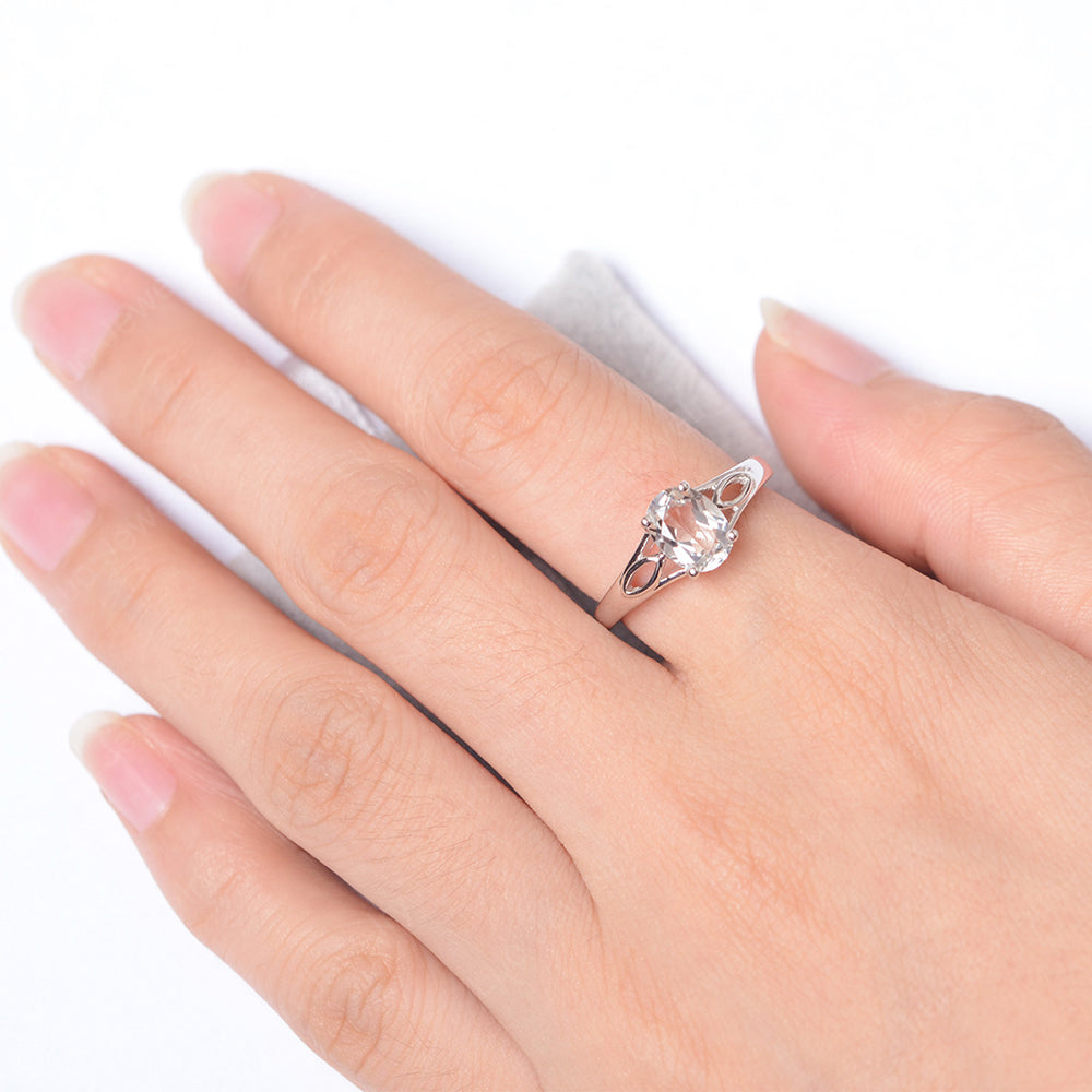 White Topaz Solitaire Ring Oval Cut Sterling Silver - LUO Jewelry