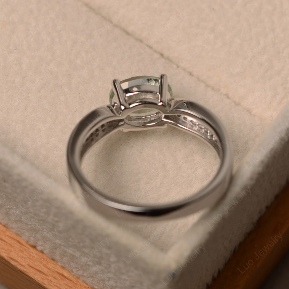 Oval Green Amethyst Wedding East West Ring - LUO Jewelry