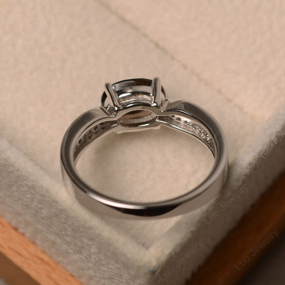Oval Smoky Quartz Wedding East West Ring - LUO Jewelry