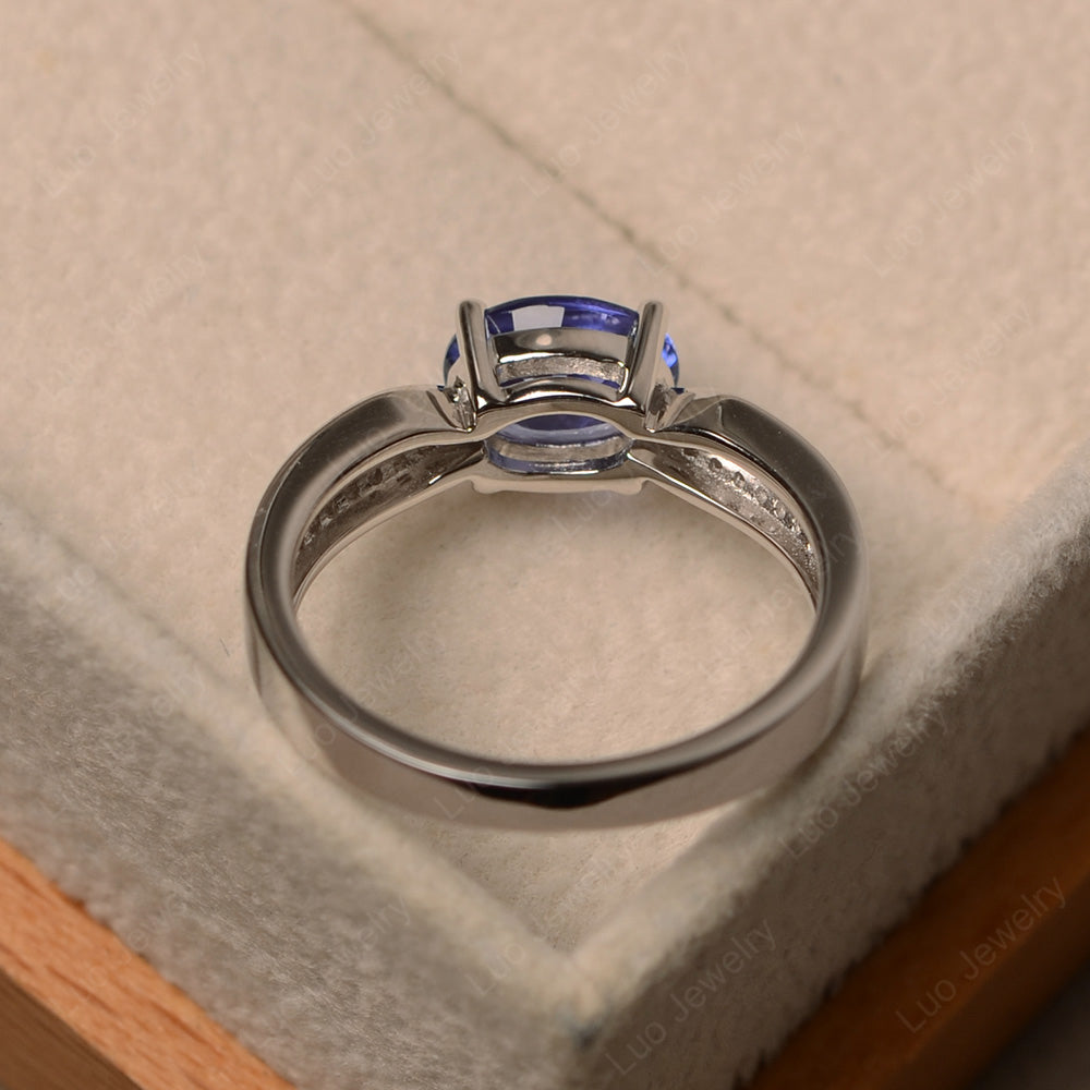 Oval Tanzanite Wedding East West Ring - LUO Jewelry