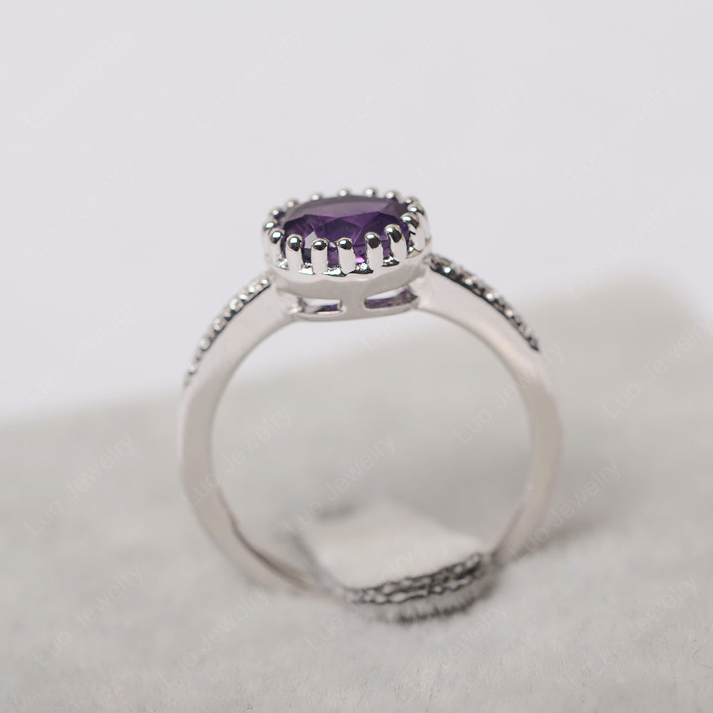 Multi Prong Oval Cut Amethyst Ring Rose Gold - LUO Jewelry
