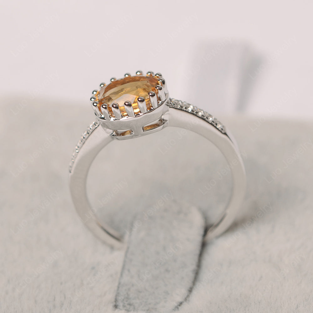 Multi Prong Oval Cut Citrine Ring Rose Gold - LUO Jewelry
