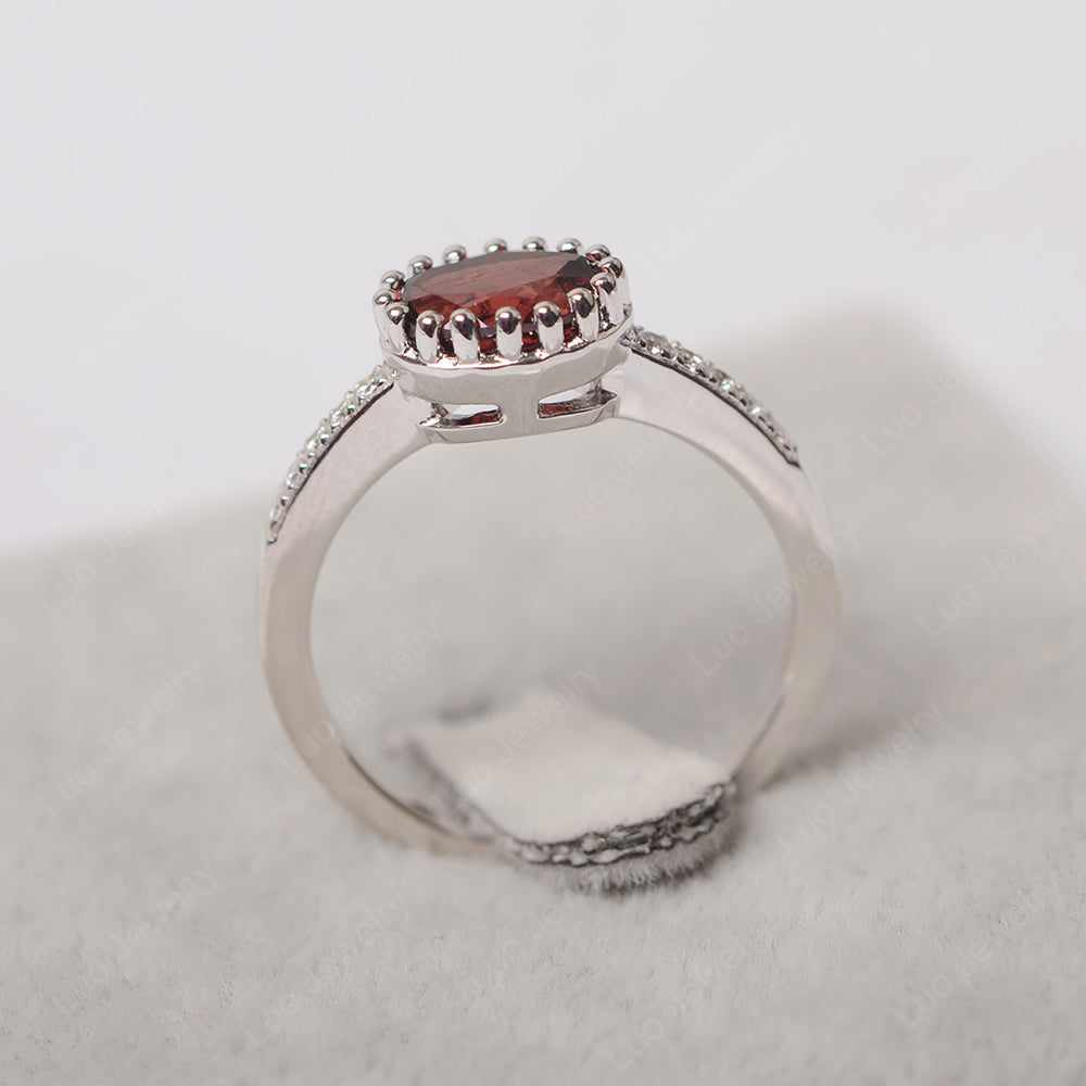 Multi Prong Oval Cut Garnet Ring Rose Gold - LUO Jewelry