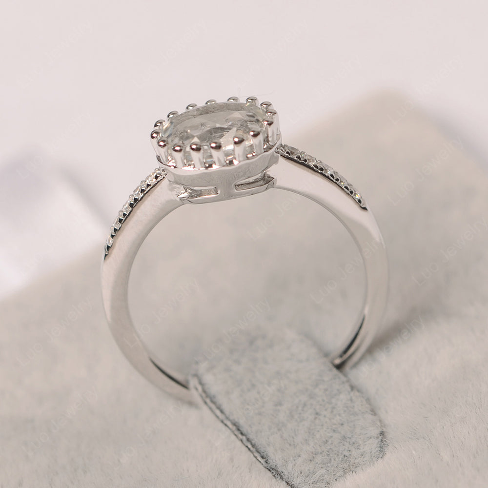 Multi Prong Oval Cut Green Amethyst Ring Rose Gold - LUO Jewelry