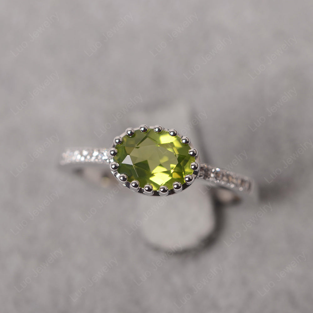 Multi Prong Oval Cut Peridot Ring Rose Gold - LUO Jewelry