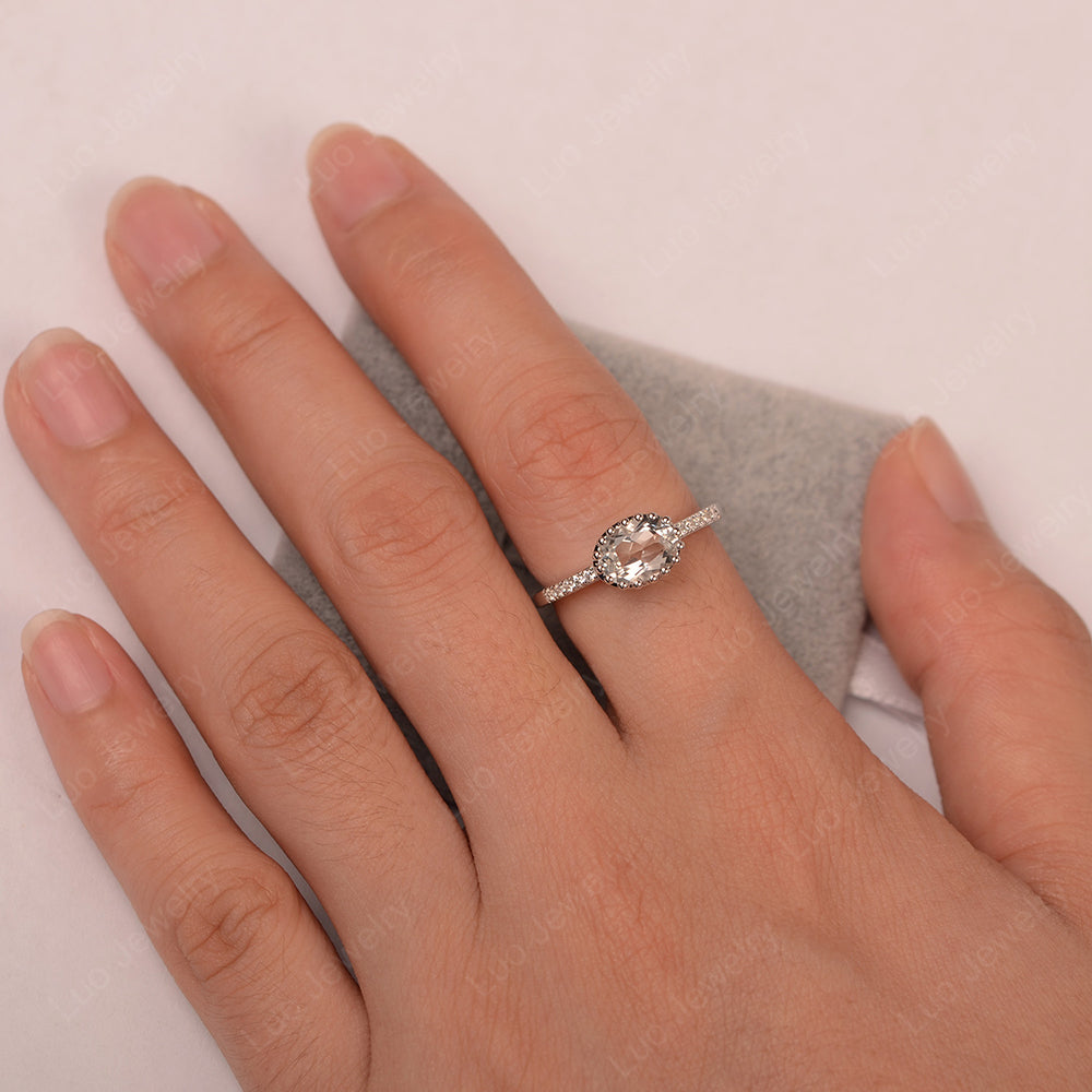 Multi Prong Oval Cut White Topaz Ring Rose Gold - LUO Jewelry