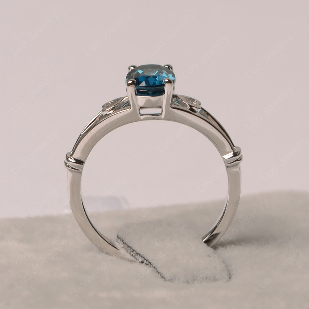 London Blue Topaz Oval Cut Solitaire Engagement Ring - LUO Jewelry