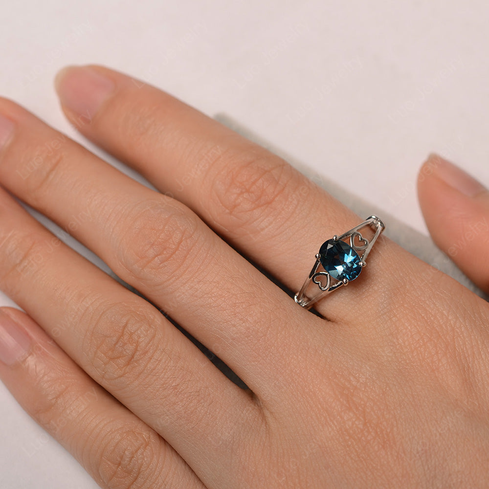 London Blue Topaz Oval Cut Solitaire Engagement Ring - LUO Jewelry