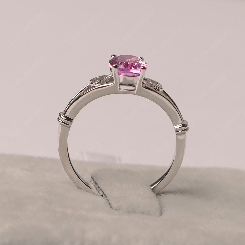Pink Sapphire Oval Cut Solitaire Engagement Ring - LUO Jewelry