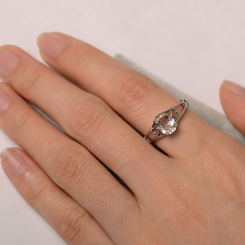 White Topaz Oval Cut Solitaire Engagement Ring - LUO Jewelry