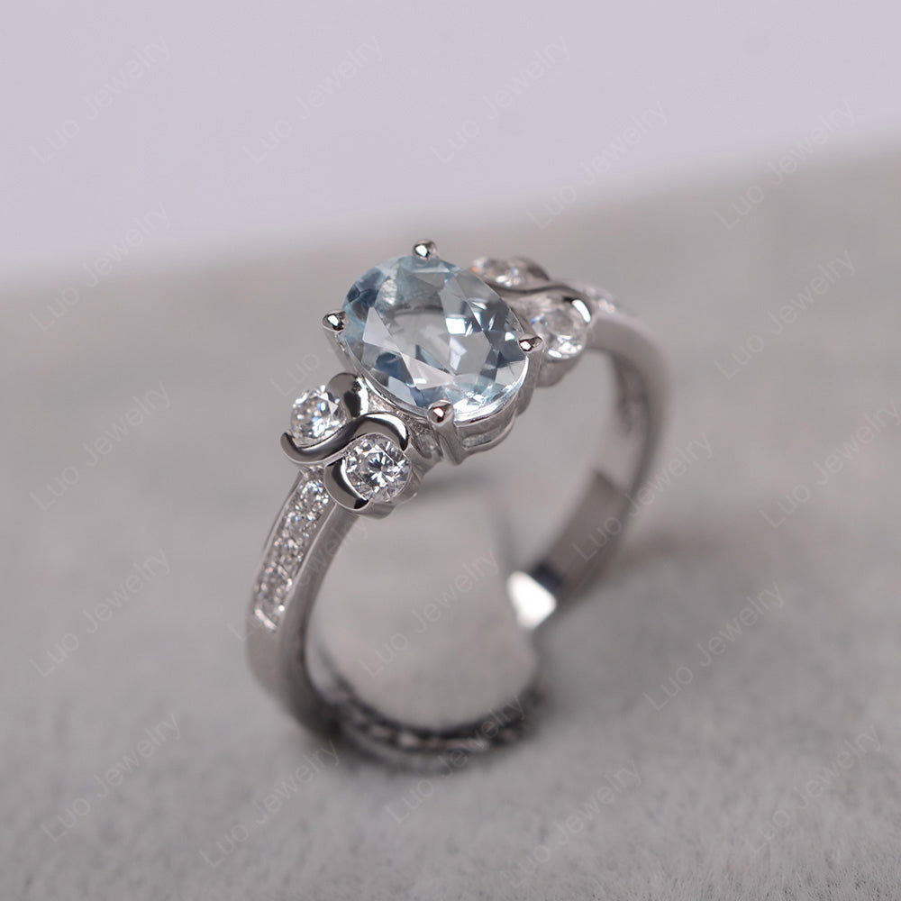 Oval Cut Aquamarine Infinity Stone Ring - LUO Jewelry