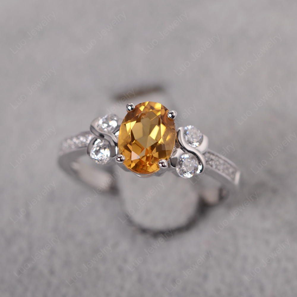 Oval Cut Citrine Infinity Stone Ring - LUO Jewelry