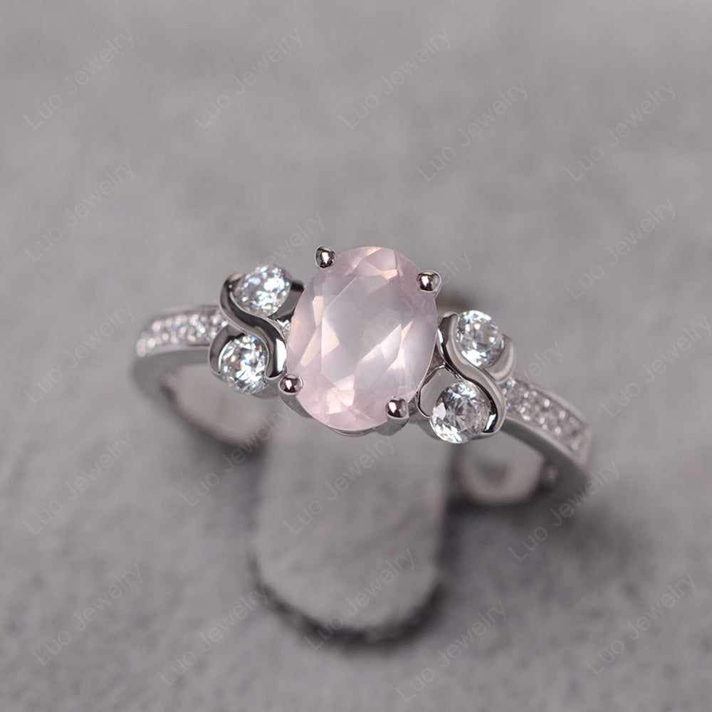 Oval Cut Rose Quartz Infinity Stone Ring - LUO Jewelry
